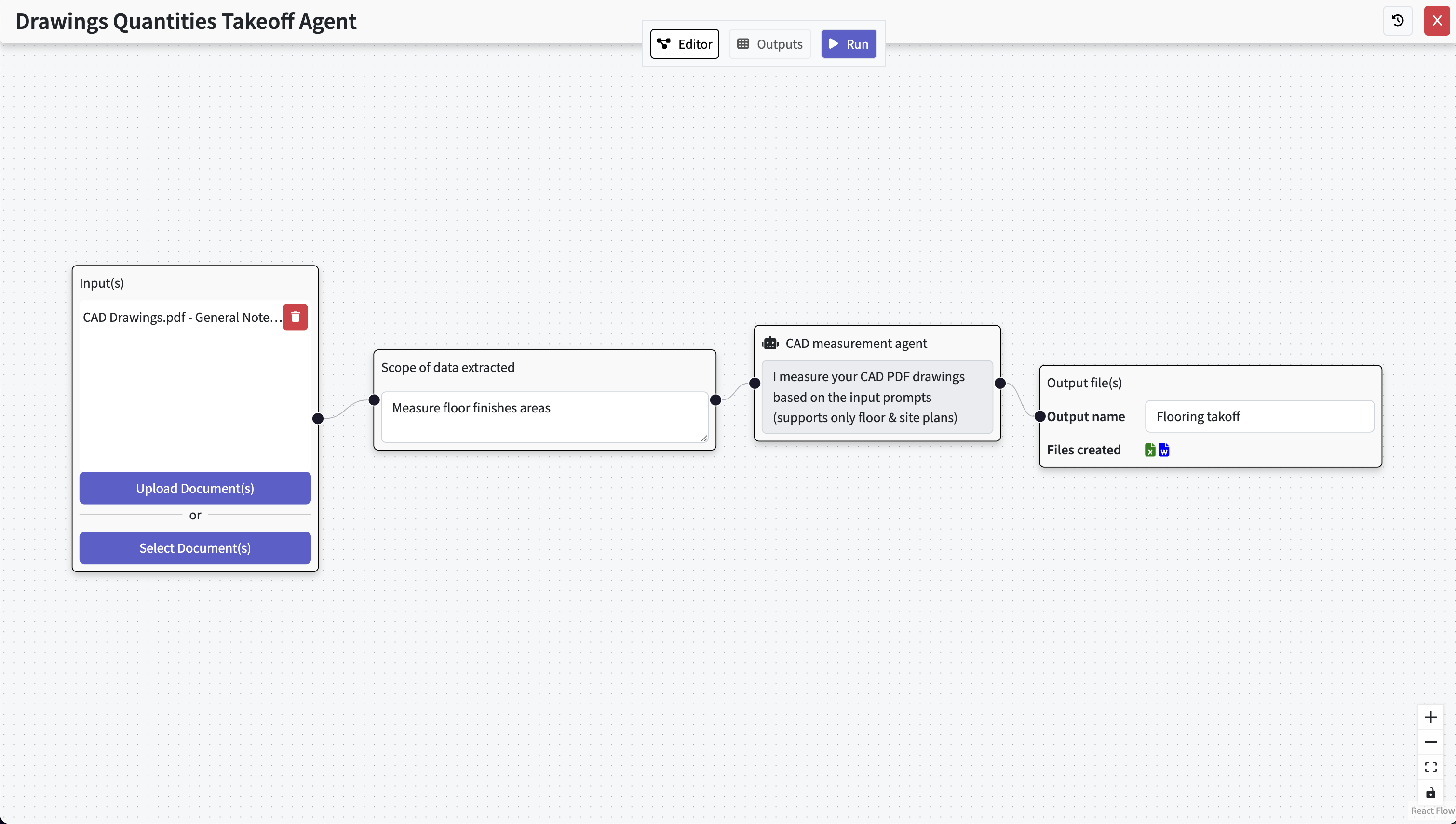 Describe the quantities to extract in natural language and run