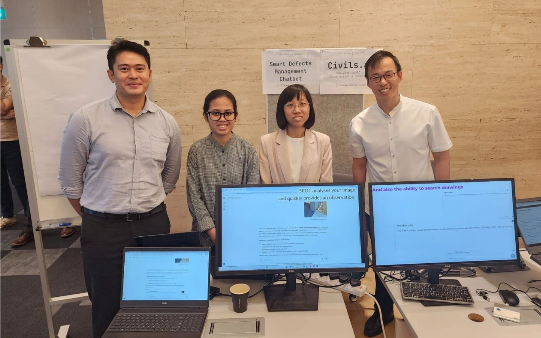 Team demoing SPOT and Civils.ai at a booth